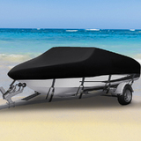 11-13ft Black Boat Cover Trailerable Weatherproof 600D Marine Grade Heavy Duty