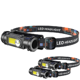 3 x Head Light Torch LED Headlight COB Camping Headlamp USB Rechargeable Flashlight