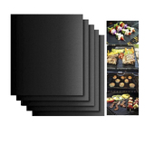 6 PCS Non-Stick BBQ Grill Mat Cooking Plate Oven Liners Teflon Reusable Sheet Pad