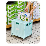 Foldable Shopping Cart Trolley Basket Rolling Folding Grocery Portable [Colour: Blue]