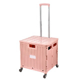 Foldable Shopping Cart Trolley Basket Rolling Folding Grocery Portable [Colour: Pink]