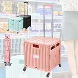 Foldable Shopping Cart Trolley Basket Rolling Folding Grocery Portable