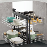 Blind Corner Slide Out Kitchen Cabinet Rack Shelf Organizer Soft Close 2 Tier Pull Basket