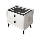 Smart Bedside Table 2 Drawers with Wireless Charging Ports LED Lights