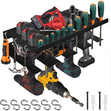 3Layer 5 Drills Power  Tool Rack Organizer Heavy Duty Drill Holder Garage Wall Shelf 