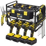 Power Tool Rack Organizer Heavy Duty Drill Holder Garage Wall Shelf 2 Tier