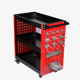 3 Tiers Metal Tool Trolley Cart With Pegboard Hooks Workshop Storage Trolleys