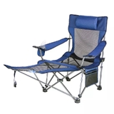 Folding Camping Chair With Cup Holder Pocket Leg Rest Picnic Garden Fishing