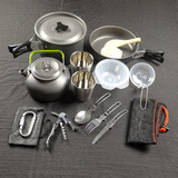 Camping Cookware Set Outdoor Hiking Cooking Pot Pan Portable Picnic Green