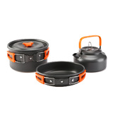 Camping Cookware Outdoor Hiking Cooking Kettle Pot Pan Portable Picnic Orange