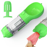Portable Pet Water Drink Bottle Dog Travel Bowl Dispenser Rubbish Disposal Bags Green