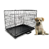 24" Small Dog Kennel Collapsible Metal Crate Pet Puppy Cat Rabbit Cage