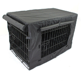 PawHub 36" Dog Cage Pet Crate Puppy Cat Foldable Metal Kennel Portable House 3 Doors with cover