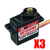 3 Pc Hd-1900Mg Metal Gear Micro Servo For Rc Plane Helicopter