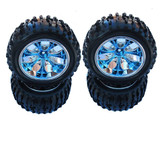 Hsp Rc Car Parts 08010 Monster Truck Wheels Complete Set 4 Pcs Chrome Blue